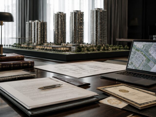 Due diligence imobiliária para incorporadoras com análise de contrato, matrícula, certidões e projeto de empreendimento.